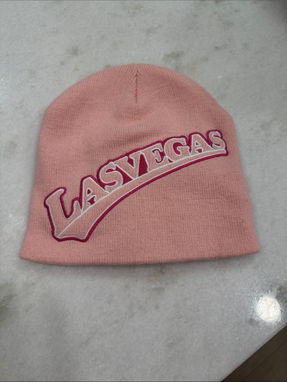 Pink 'LAS VEGAS' Knit Beanie